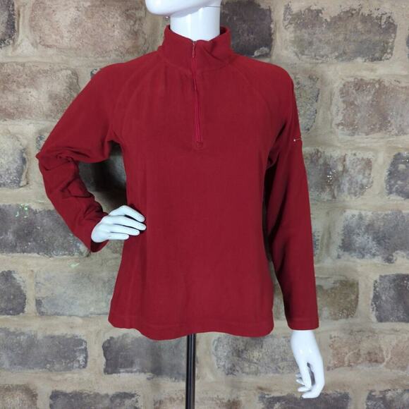 Columbia Fleece‎ Sweatshirt Woman's Small Red Maroon 1/4 Zip Outdoors Hiking - Picture 1 of 13